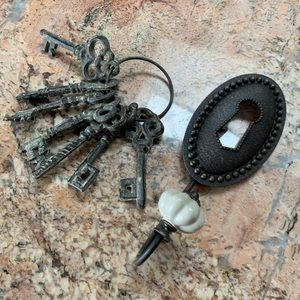 Decorative rustic key holder with keys.  Excellent condition.